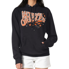Baltimore Orioles Starter Women's Fireworks Fleece Tri-Blend Pullover Hoodie - Black