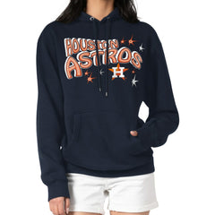 Houston Astros Starter Women's Fireworks Fleece Tri-Blend Pullover Hoodie - Navy