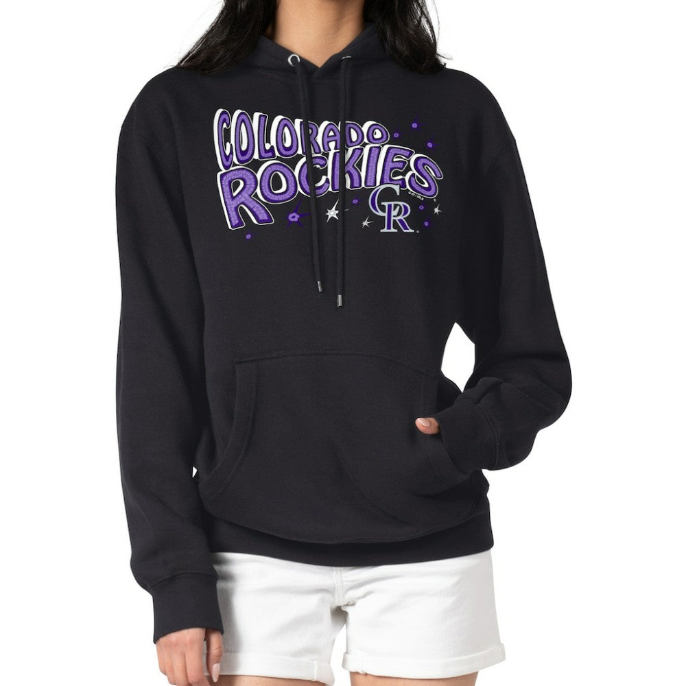 Colorado Rockies Starter Women's Fireworks Fleece Tri-Blend Pullover Hoodie - Black