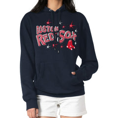 Boston Red Sox Starter Women's Fireworks Fleece Tri-Blend Pullover Hoodie - Navy