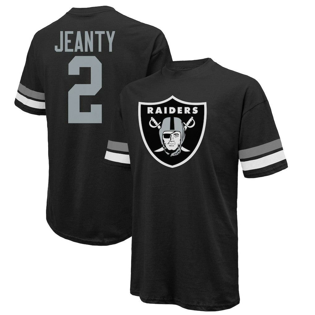 NFL Las Vegas Raiders Ashton Jeanty  Majestic Threads 2025 NFL Draft First Round Pick Oversized T-Shirt