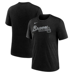 Atlanta Braves Wordmark Tri-Blend T-Shirt - Heather Black | Nike