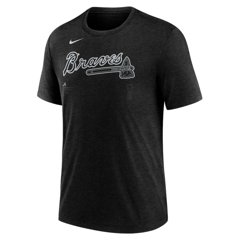 Atlanta Braves Wordmark Tri-Blend T-Shirt - Heather Black | Nike