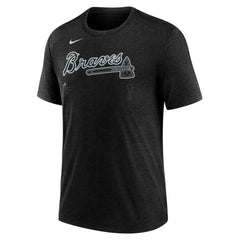 Atlanta Braves Wordmark Tri-Blend T-Shirt - Heather Black | Nike