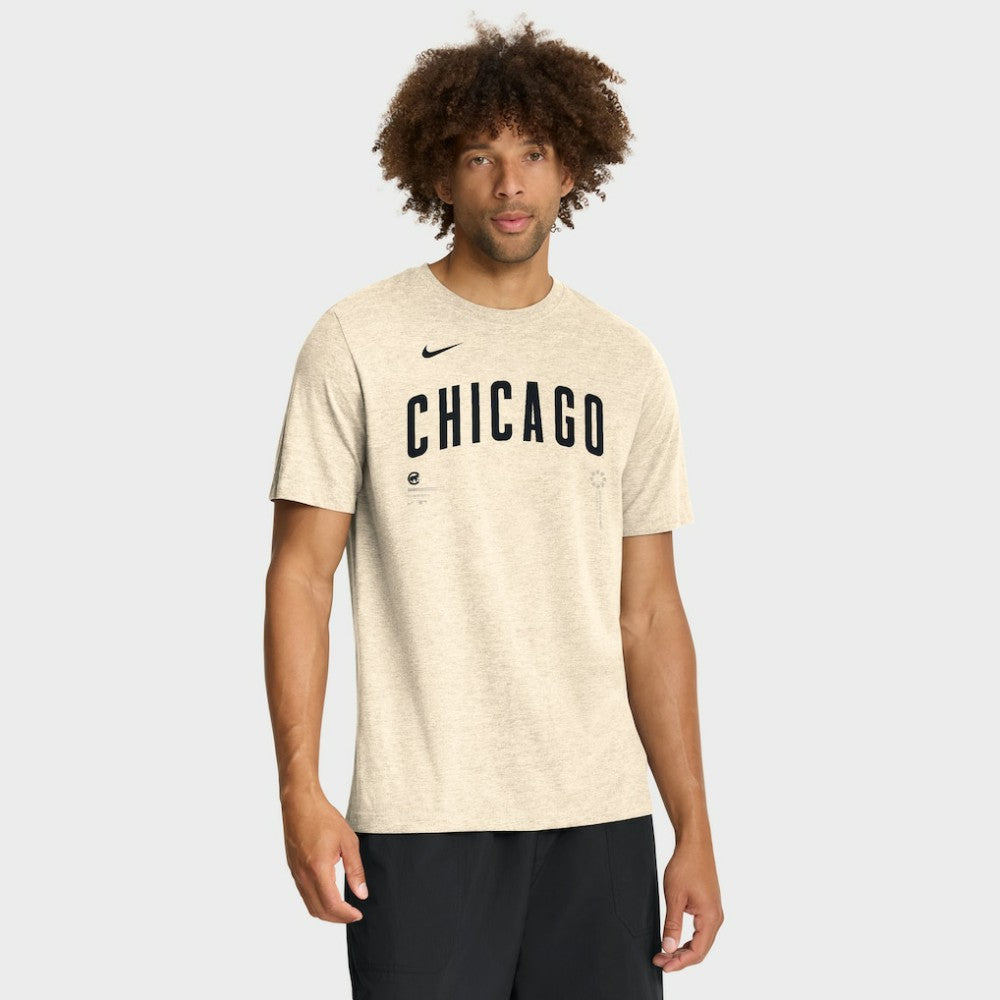 Chicago Cubs Wordmark Tri-Blend T-Shirt - Natural | Nike