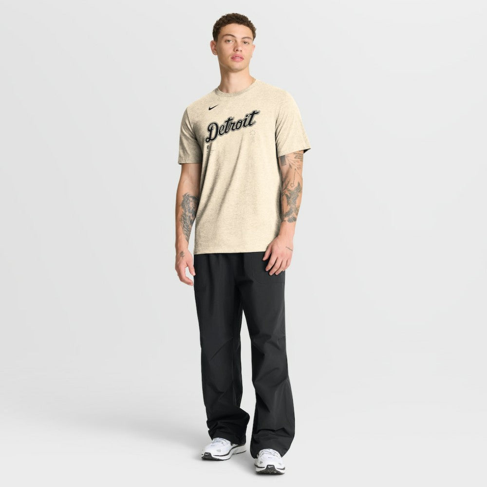 Detroit Tigers Wordmark Tri-Blend T-Shirt - Natural | Nike