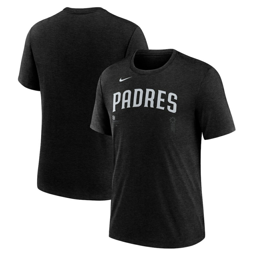 San Diego Padres Wordmark Tri-Blend T-Shirt - Heather Black | Nike