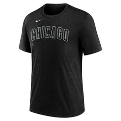 Chicago Cubs Wordmark Tri-Blend T-Shirt - Heather Black | Nike