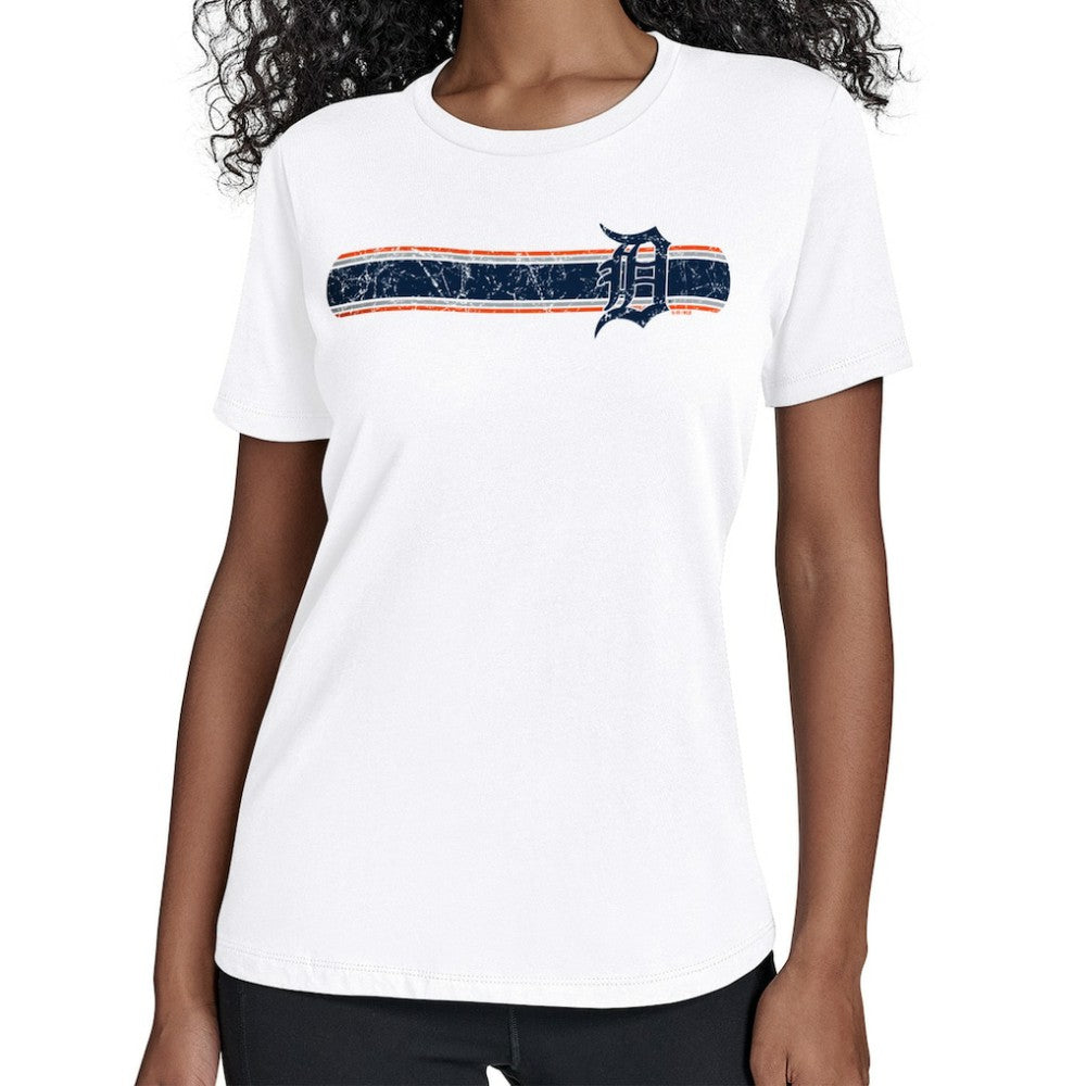 Detroit Tigers Starter Women's Team Stripe T-Shirt - White