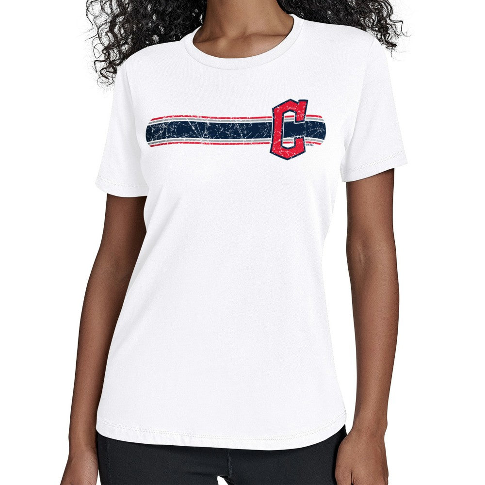 Cleveland Guardians Starter Women's Team Stripe T-Shirt - White