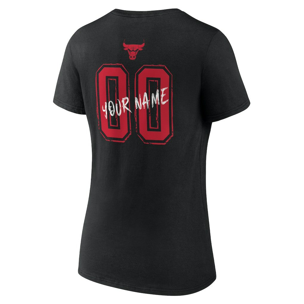 Chicago Bulls Women's Hustle Custom V-Neck T-Shirt sale - Black on sale
