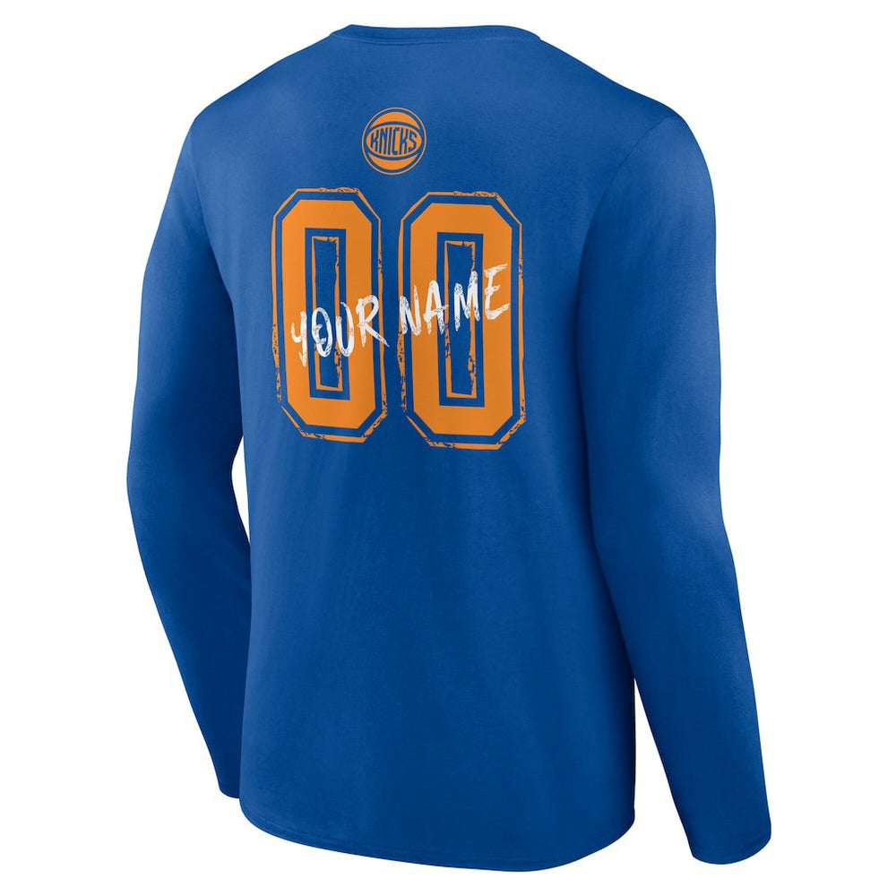 New York Knicks Hustle Custom Long Sleeve T-Shirt - Blue discount