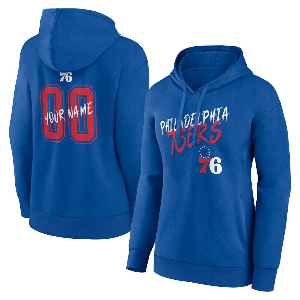 Philadelphia 76ers Women's Hustle Custom Pullover Hoodie - Royal discount