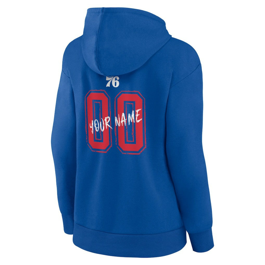 Philadelphia 76ers Women's Hustle Custom Pullover Hoodie - Royal discount