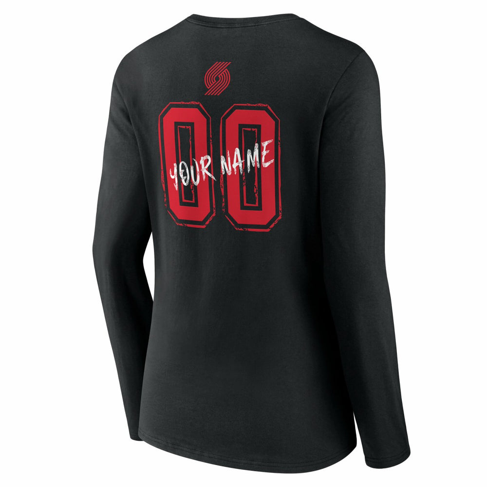 Portland Trail Blazers Women's Hustle Custom Long Sleeve V-Neck T-Shirt - Black sale