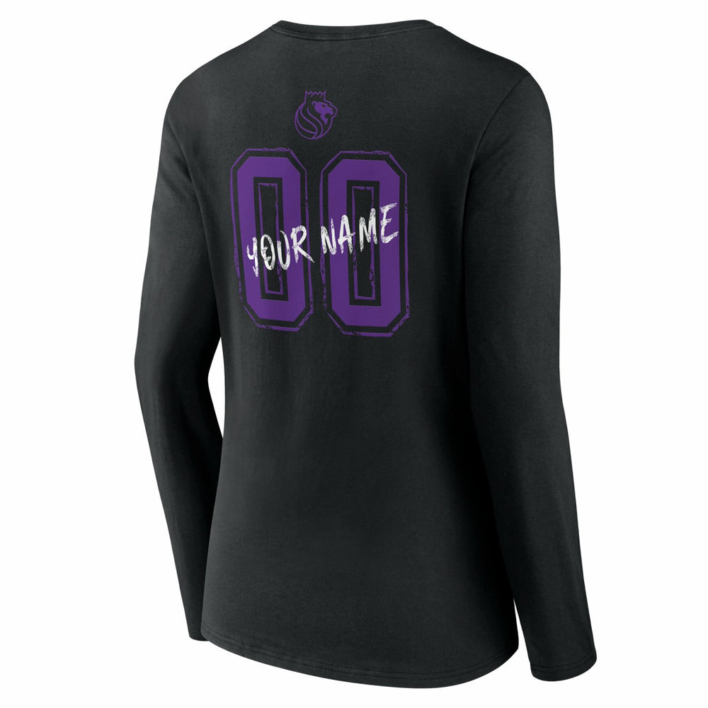 Sacramento Kings Women's Hustle Custom Long Sleeve V-Neck T-Shirt - Black cheap