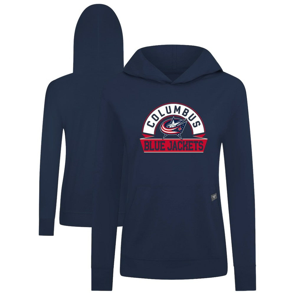 Columbus Blue Jackets Levelwear Women's Relay Banner Arch Pullover Hoodie