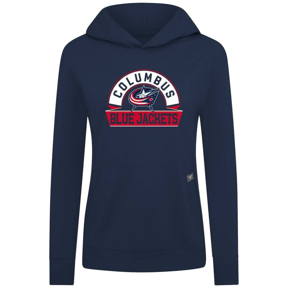 Columbus Blue Jackets Levelwear Women's Relay Banner Arch Pullover Hoodie