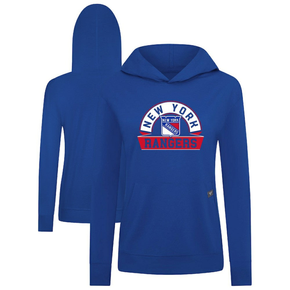New York Rangers Levelwear Women's Relay Banner Arch Pullover Hoodie