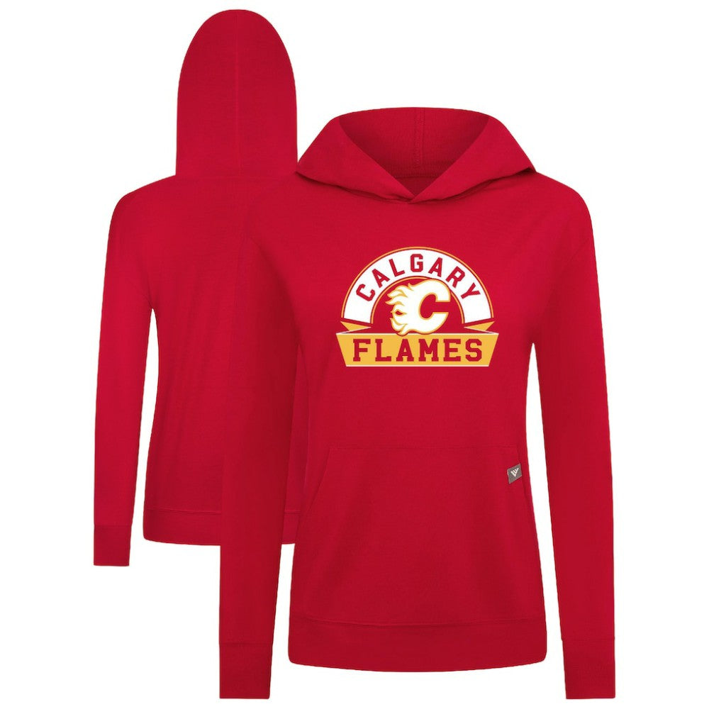 Calgary Flames Levelwear Women's Relay Banner Arch Pullover Hoodie