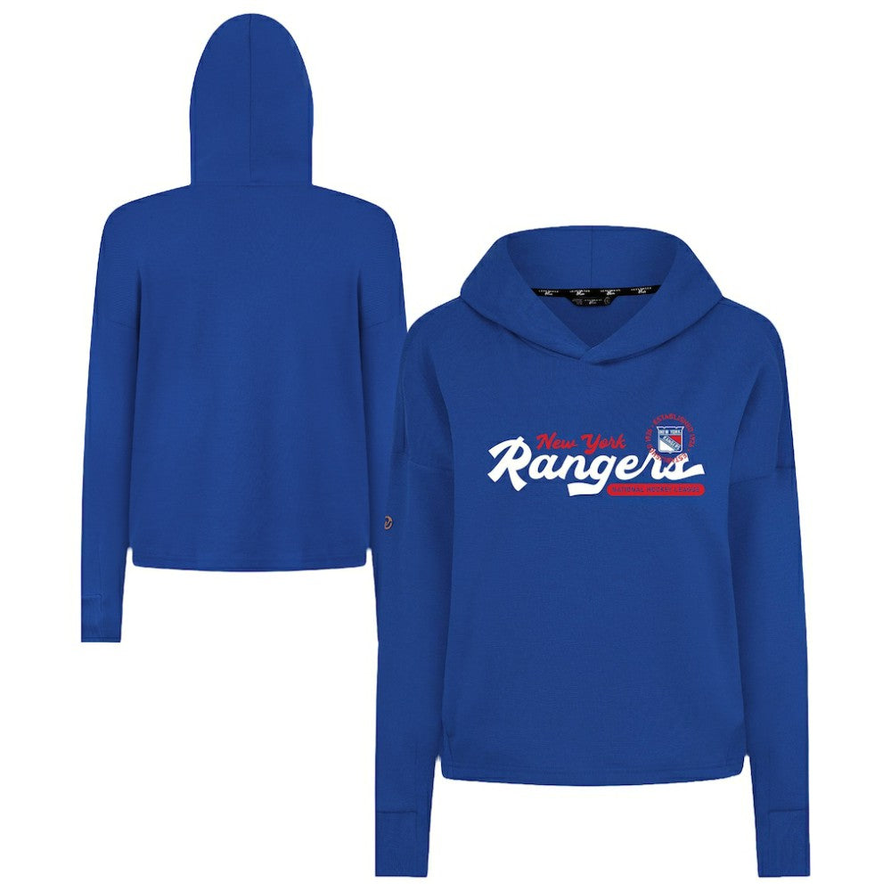 New York Rangers Levelwear Women's Sweet Monument Tri-Blend Cropped Pullover Hoodie