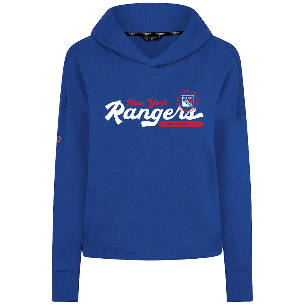 New York Rangers Levelwear Women's Sweet Monument Tri-Blend Cropped Pullover Hoodie