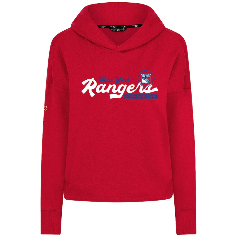 New York Rangers Levelwear Women's Sweet Monument Tri-Blend Cropped Pullover Hoodie