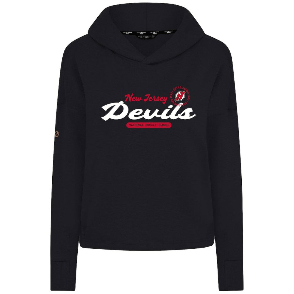 New Jersey Devils Levelwear Women's Sweet Monument Tri-Blend Cropped Pullover Hoodie