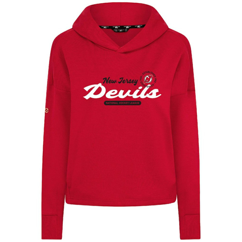 New Jersey Devils Levelwear Women's Sweet Monument Tri-Blend Cropped Pullover Hoodie