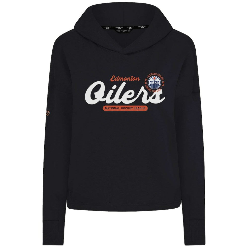 Edmonton Oilers Levelwear Women's Sweet Monument Tri-Blend Cropped Pullover Hoodie