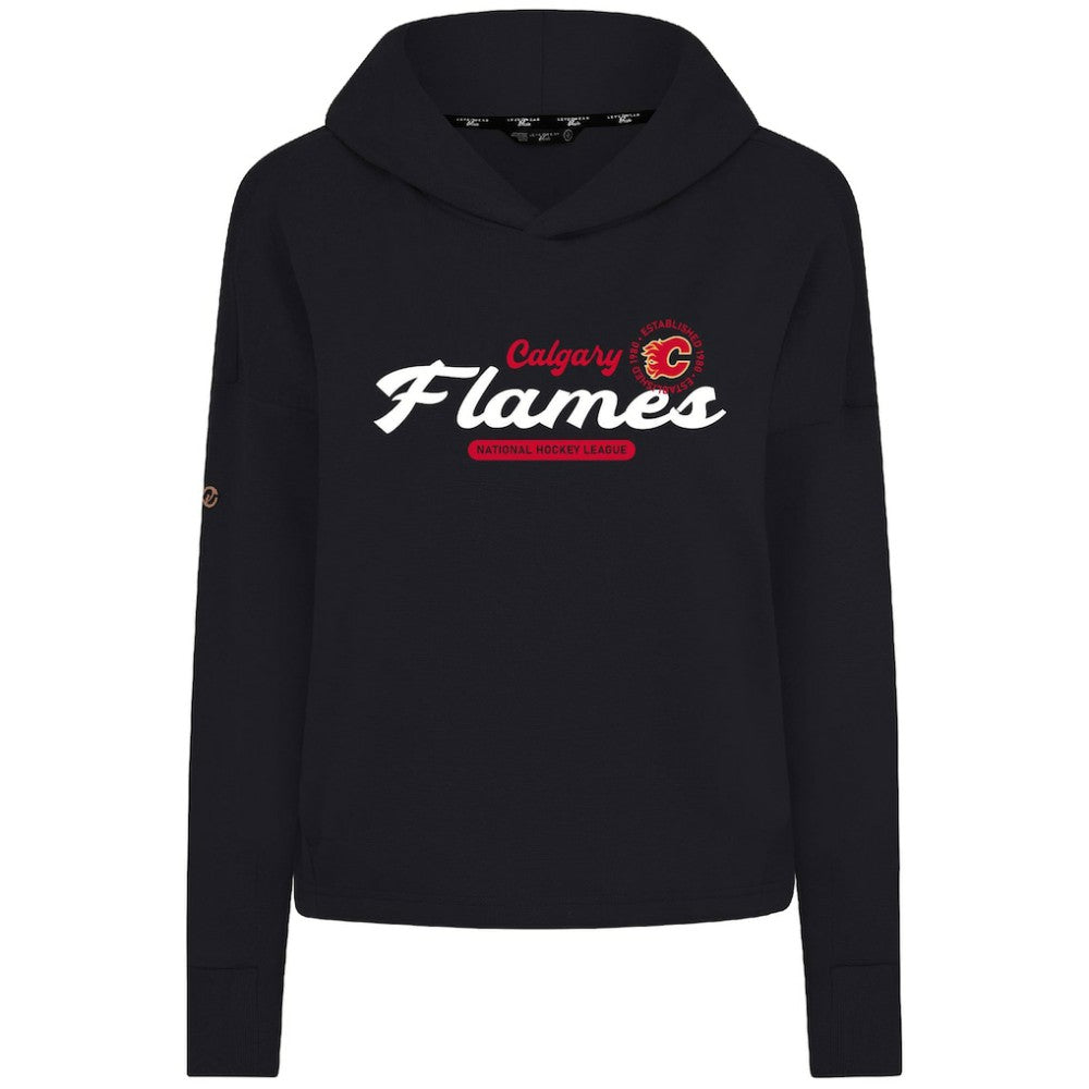 Calgary Flames Levelwear Women's Sweet Monument Tri-Blend Cropped Pullover Hoodie