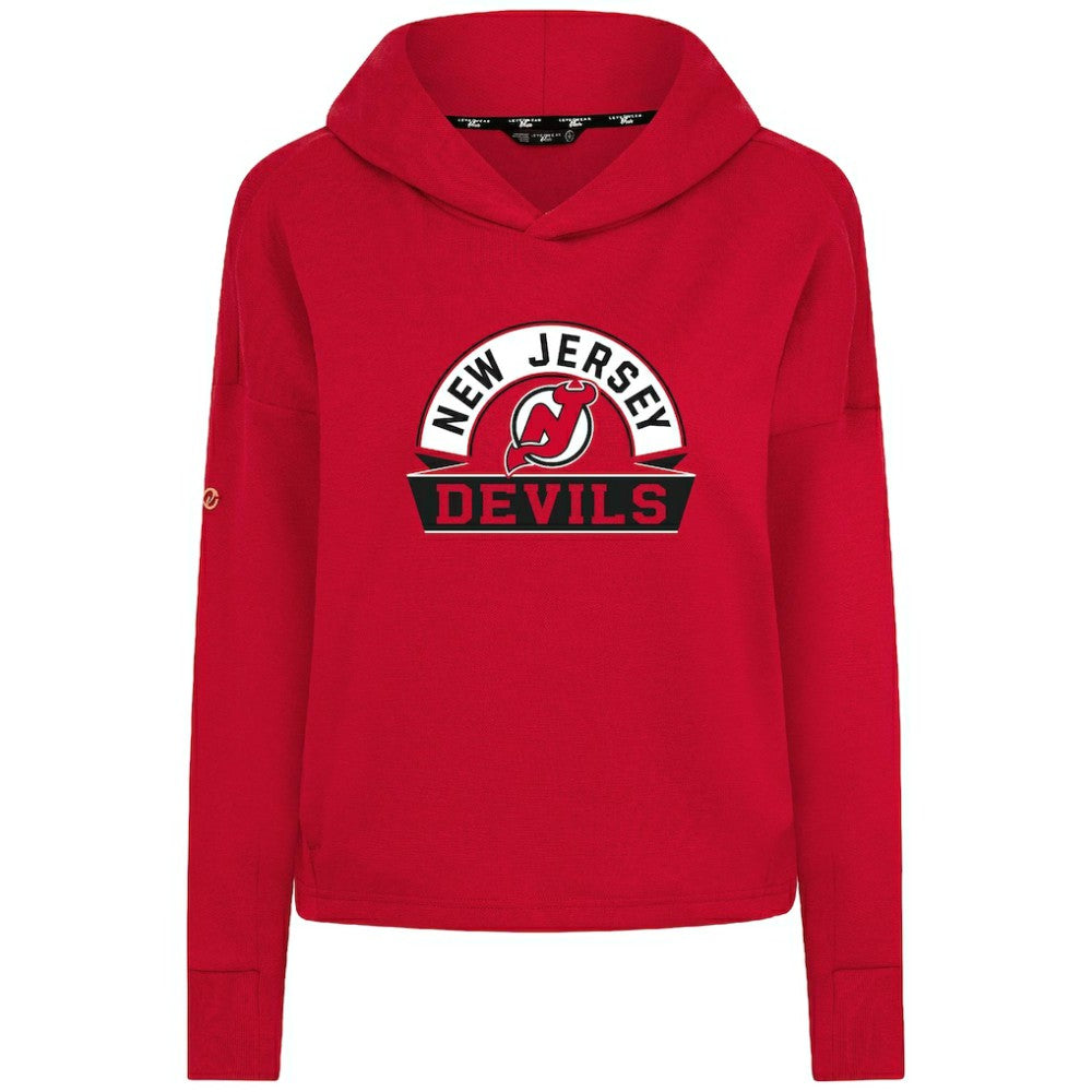 New Jersey Devils Levelwear Women's Sweet Banner Arch Tri-Blend Cropped Pullover Hoodie