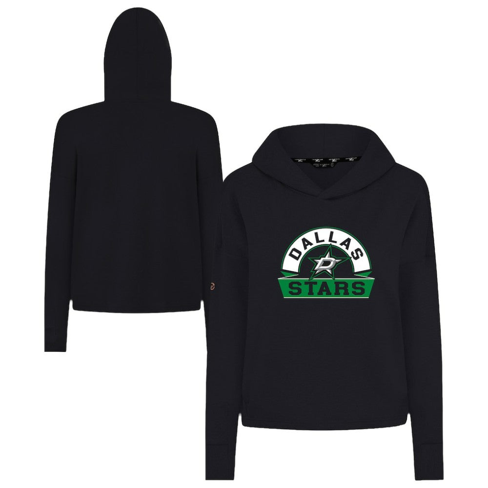 Dallas Stars Levelwear Women's Sweet Banner Arch Tri-Blend Cropped Pullover Hoodie