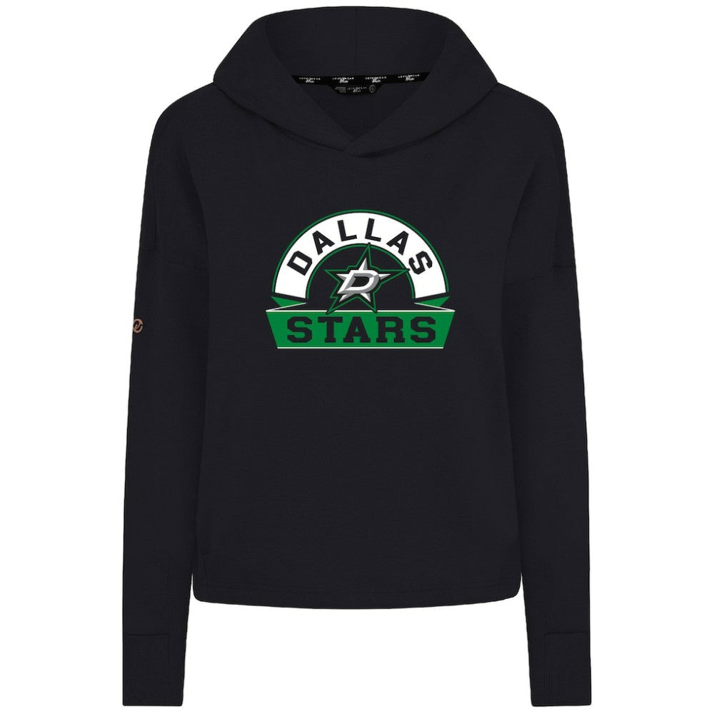 Dallas Stars Levelwear Women's Sweet Banner Arch Tri-Blend Cropped Pullover Hoodie