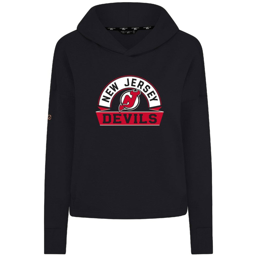 New Jersey Devils Levelwear Women's Sweet Banner Arch Tri-Blend Cropped Pullover Hoodie