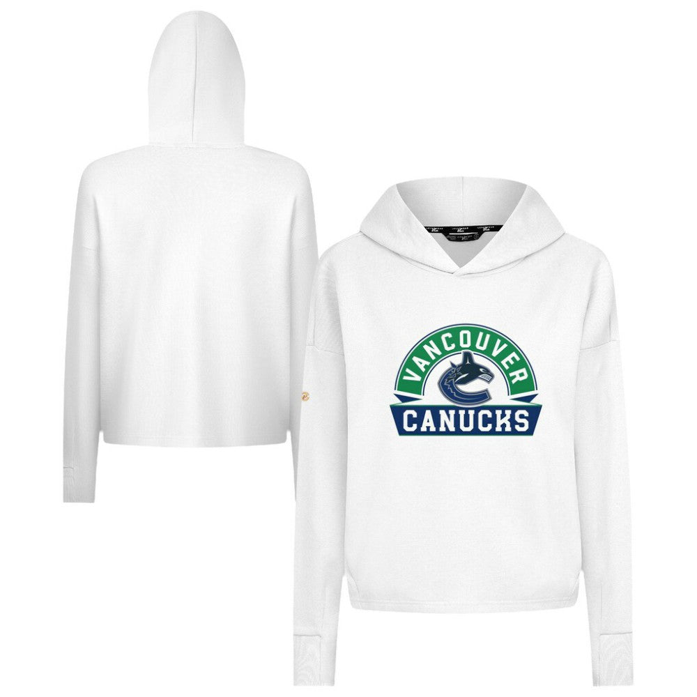 Vancouver Canucks Levelwear Women's Sweet Banner Arch Tri-Blend Cropped Pullover Hoodie