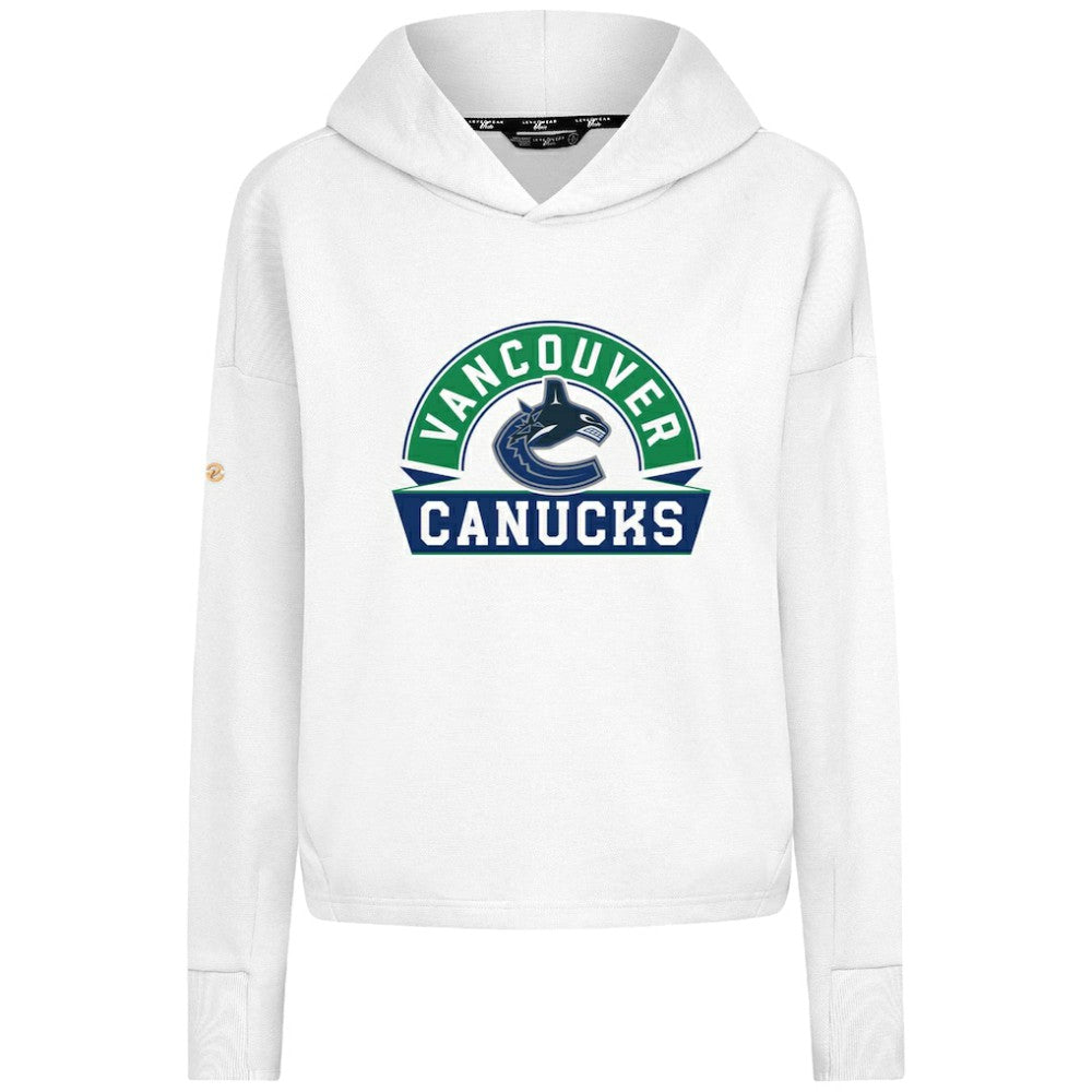 Vancouver Canucks Levelwear Women's Sweet Banner Arch Tri-Blend Cropped Pullover Hoodie
