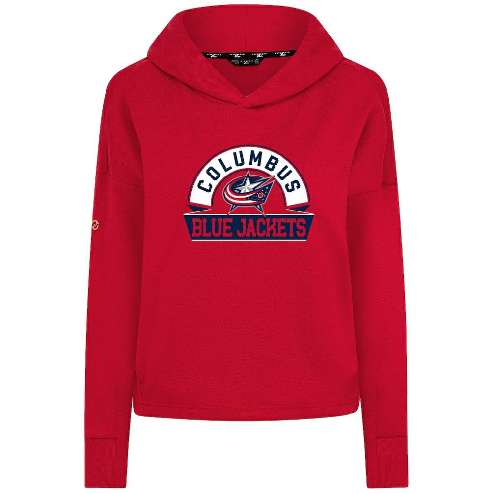 Columbus Blue Jackets Levelwear Women's Sweet Banner Arch Tri-Blend Cropped Pullover Hoodie
