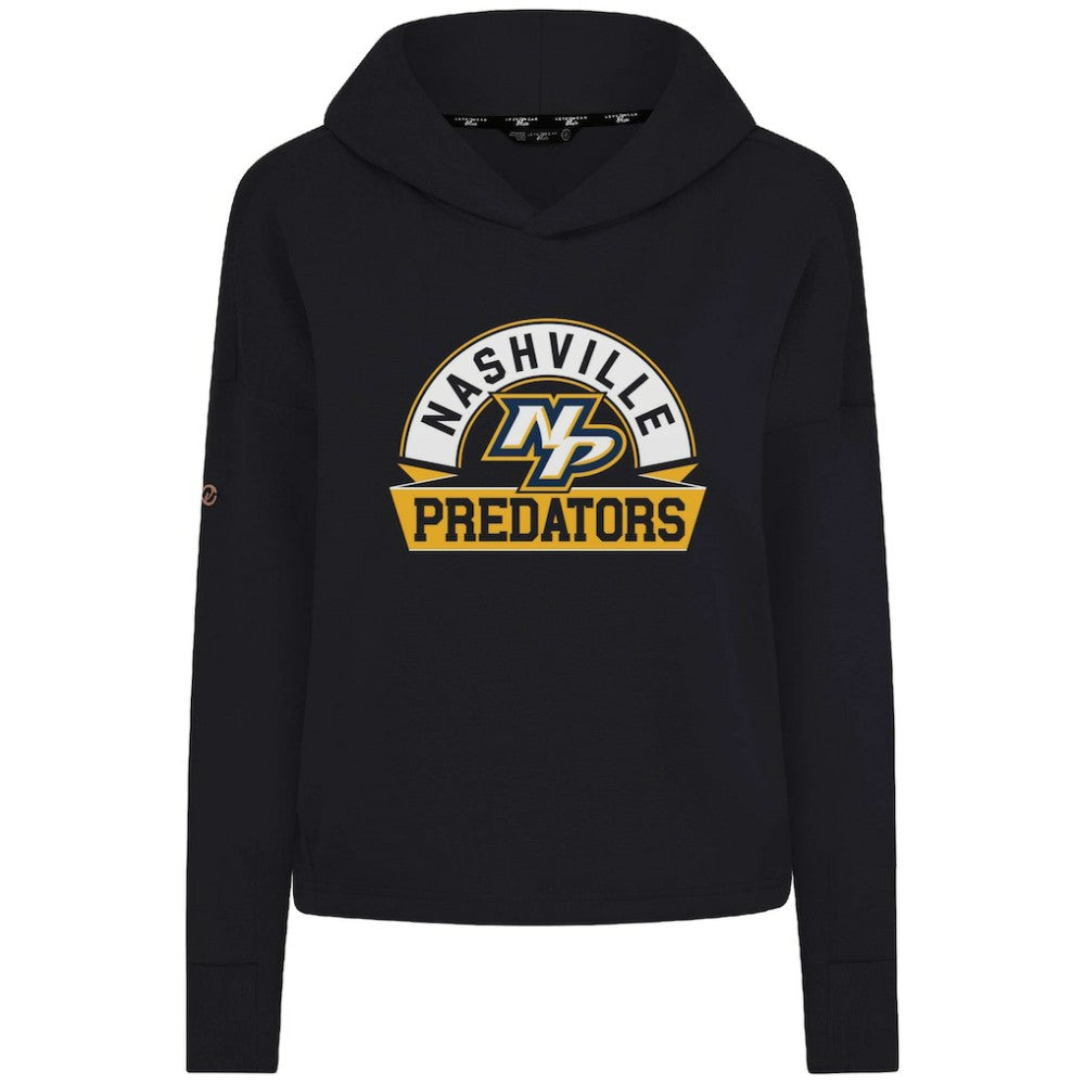 Nashville Predators Levelwear Women's Sweet Banner Arch Tri-Blend Cropped Pullover Hoodie