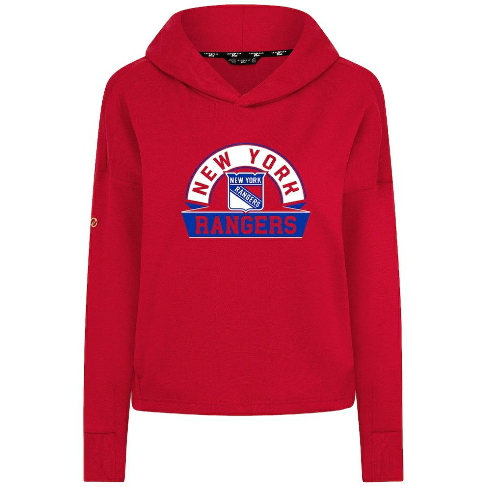New York Rangers Levelwear Women's Sweet Banner Arch Tri-Blend Cropped Pullover Hoodie