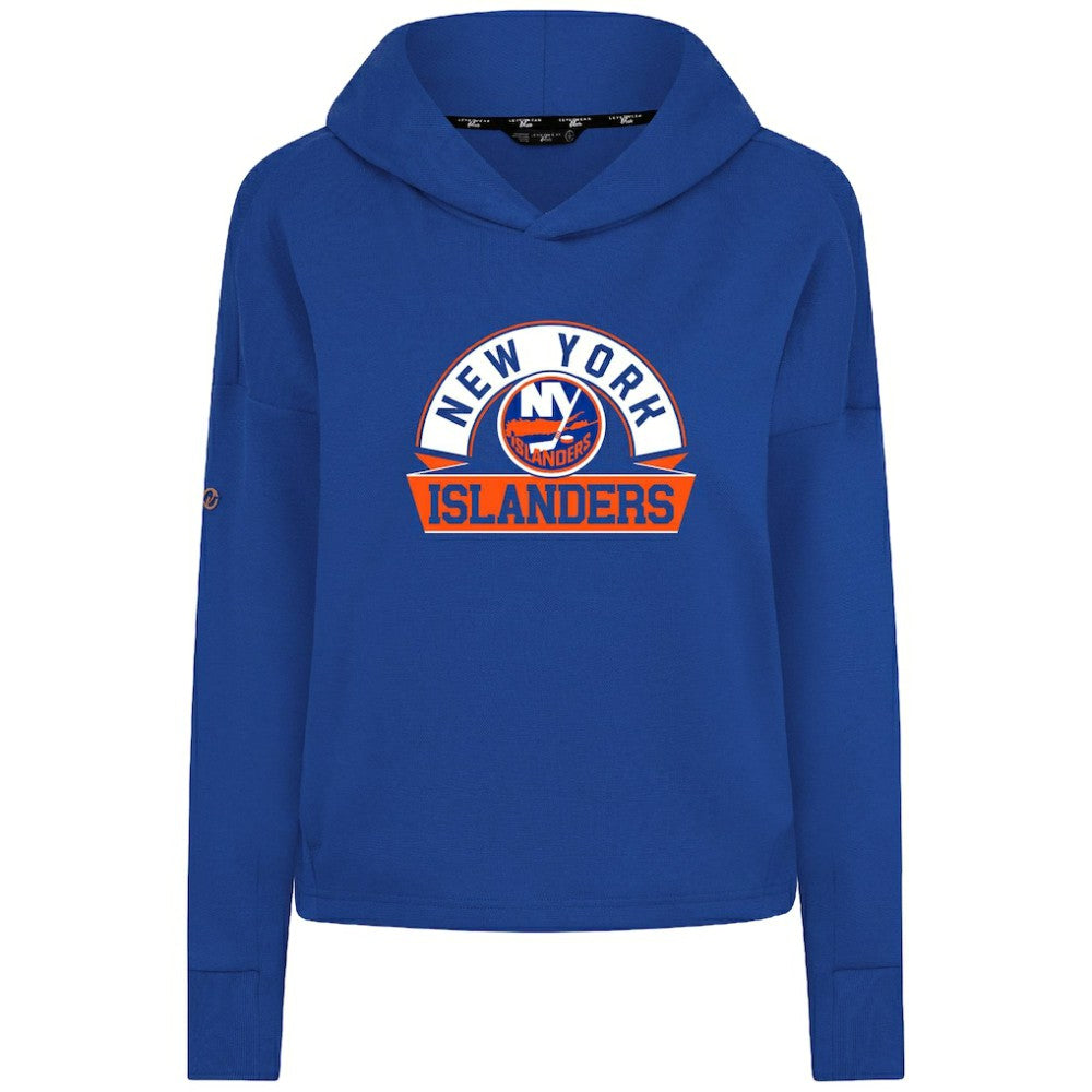 New York Islanders Levelwear Women's Sweet Banner Arch Tri-Blend Cropped Pullover Hoodie