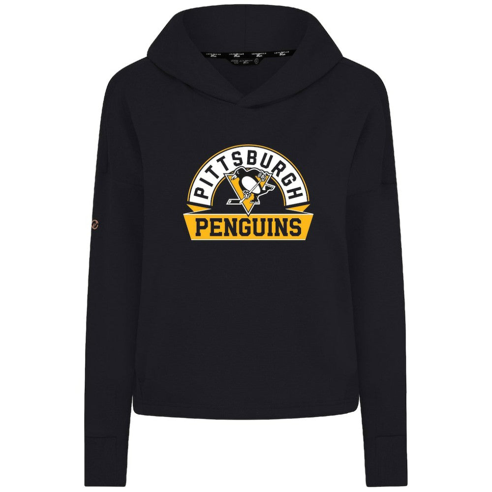 Pittsburgh Penguins Levelwear Women's Sweet Banner Arch Tri-Blend Cropped Pullover Hoodie