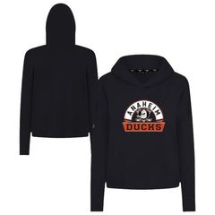 Anaheim Ducks Levelwear Women's Sweet Banner Arch Tri-Blend Cropped Pullover Hoodie