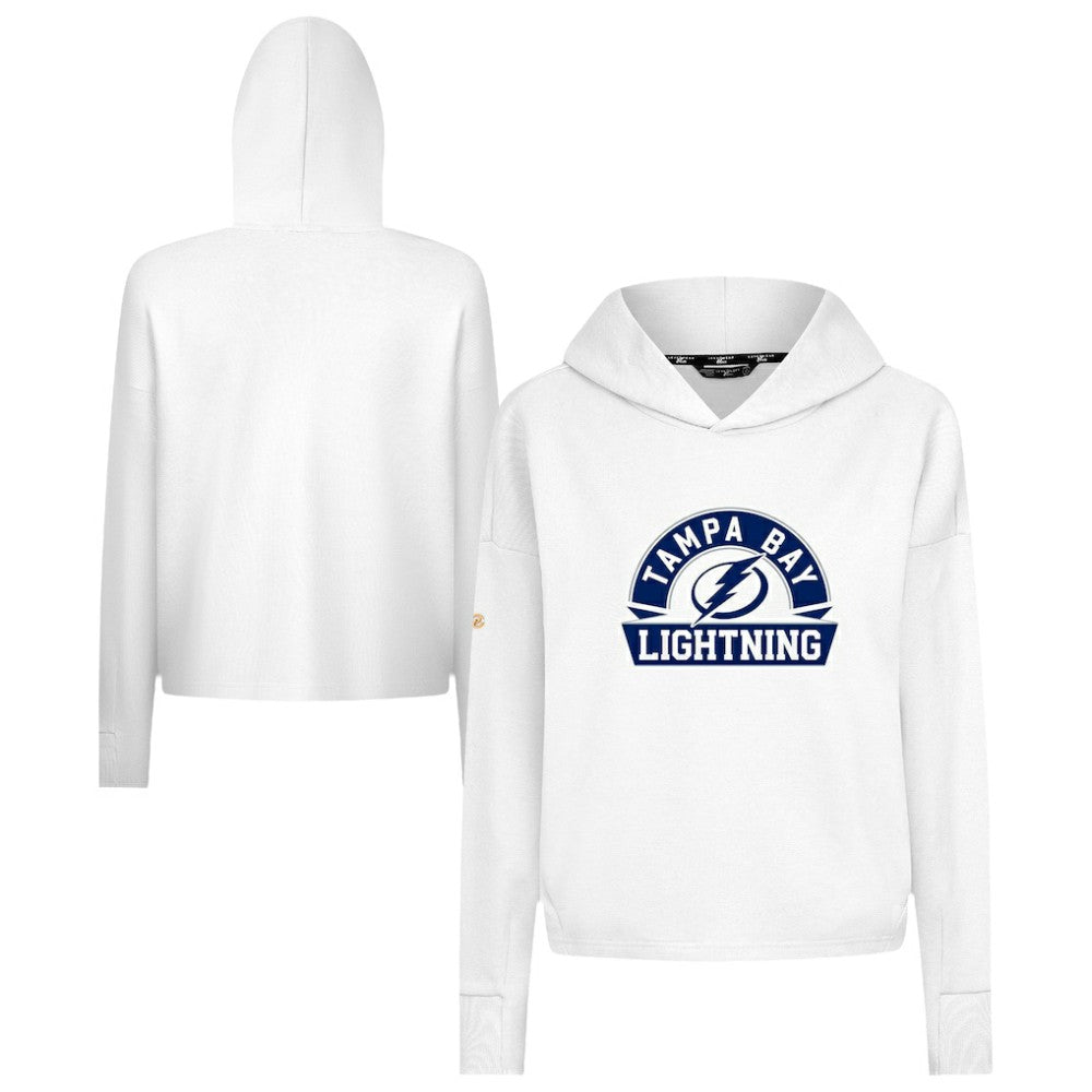 Tampa Bay Lightning Levelwear Women's Sweet Banner Arch Tri-Blend Cropped Pullover Hoodie