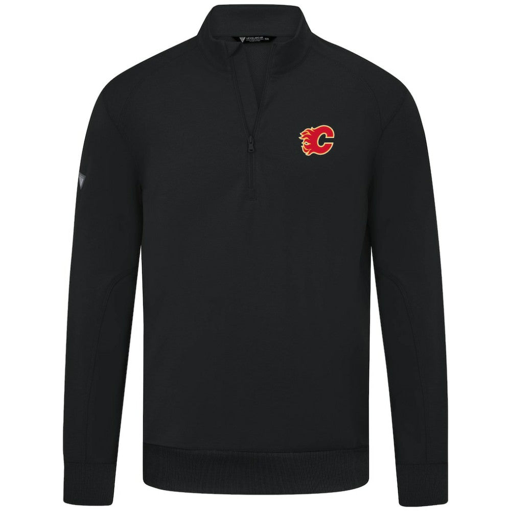 Calgary Flames Levelwear Upright Tri-Blend Quarter-Zip Pullover