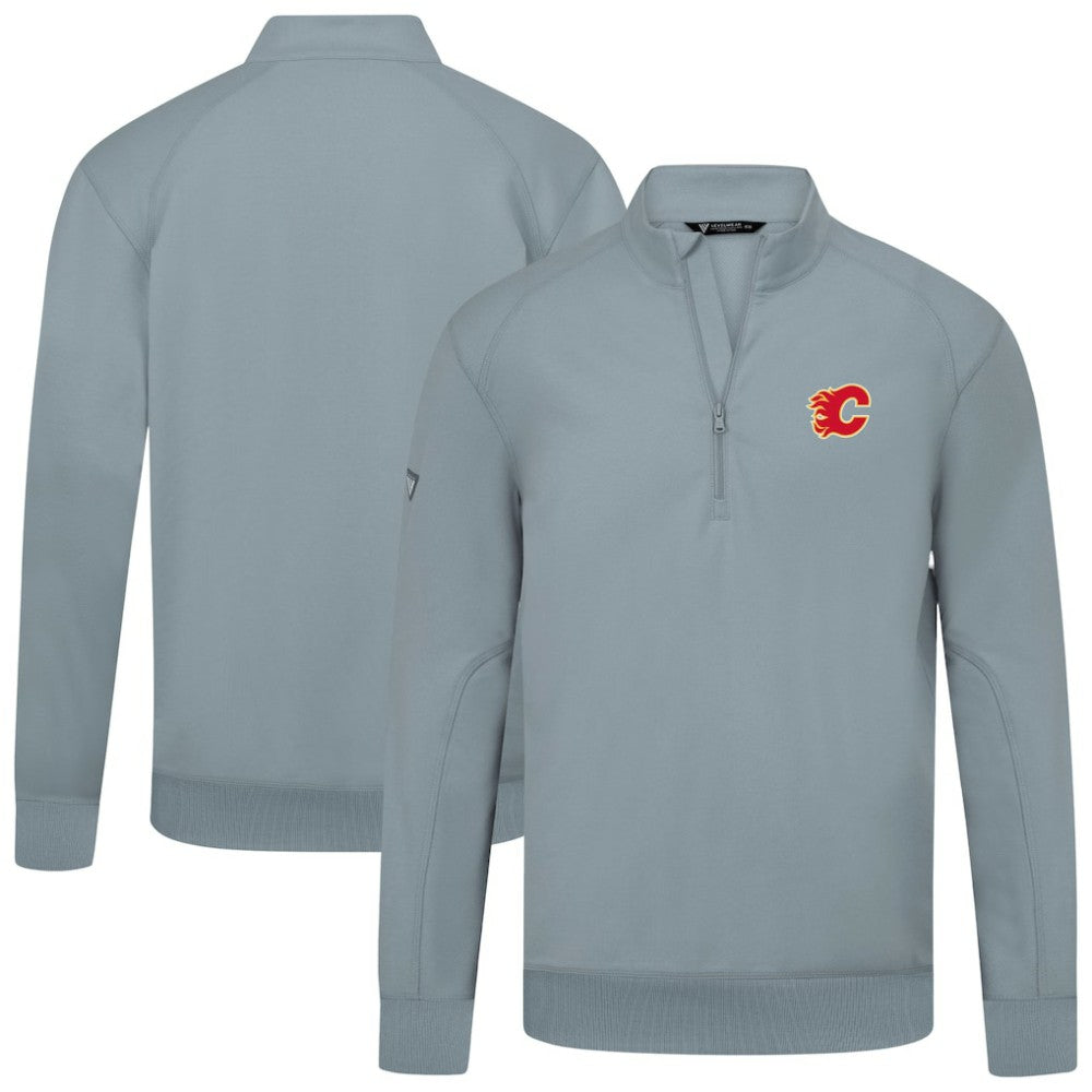 Calgary Flames Levelwear Upright Tri-Blend Quarter-Zip Pullover