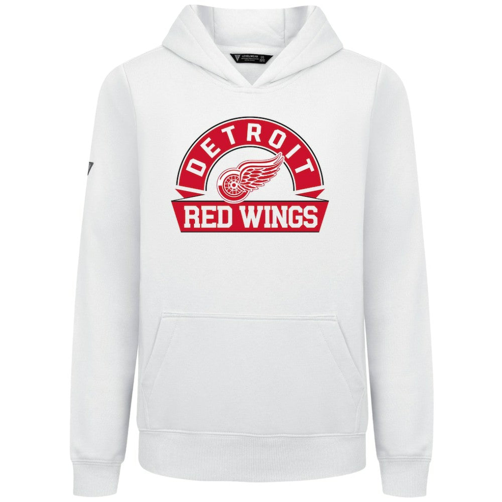 Detroit Red Wings Levelwear Youth Podium Banner Arch Pullover Hoodie