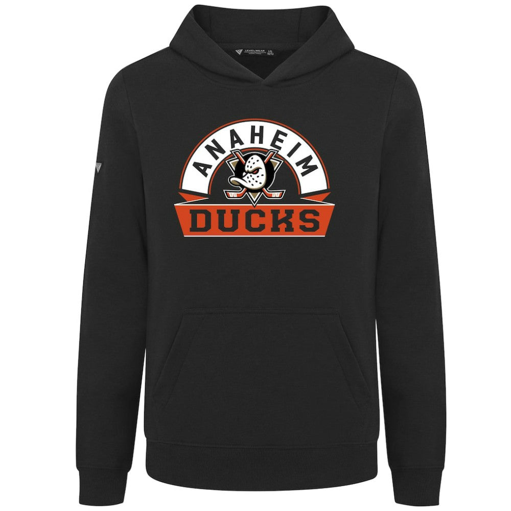 Anaheim Ducks Levelwear Youth Podium Banner Arch Pullover Hoodie