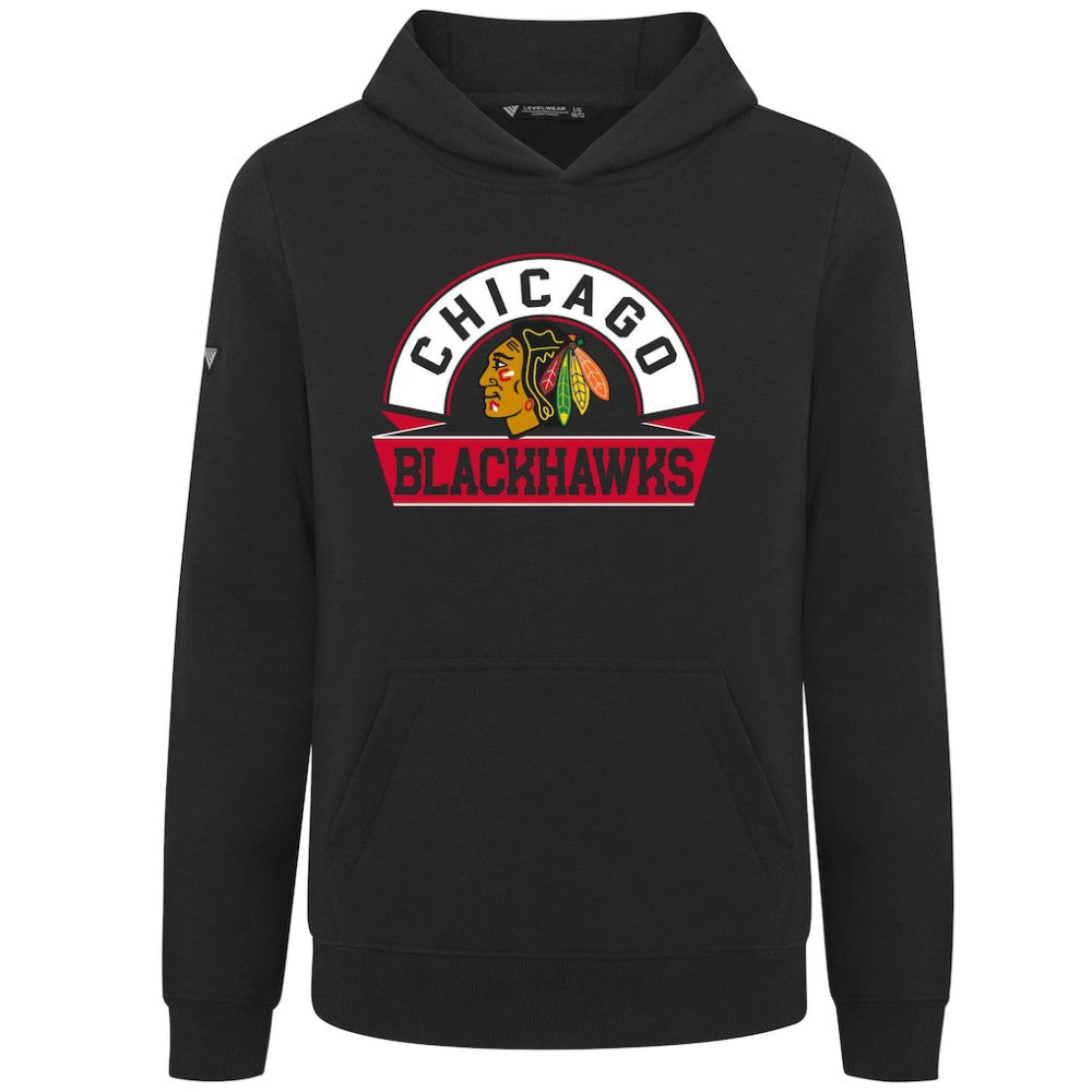 Chicago Blackhawks Levelwear Youth Podium Banner Arch Pullover Hoodie
