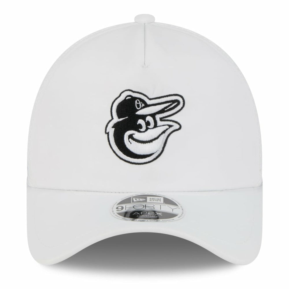 Baltimore Orioles 2026 Batting Practice Apex 9FORTY Adjustable Trucker Hat - White | New Era